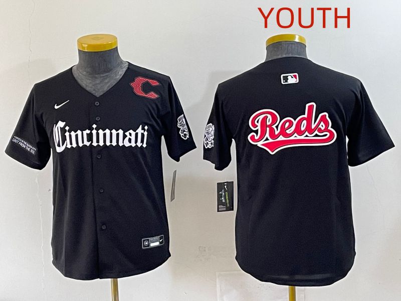 Youth 2025 Cincinnati Reds Blank Black Five generations Joint Name Nike MLB Jersey style 11->youth mlb jersey->Youth Jersey